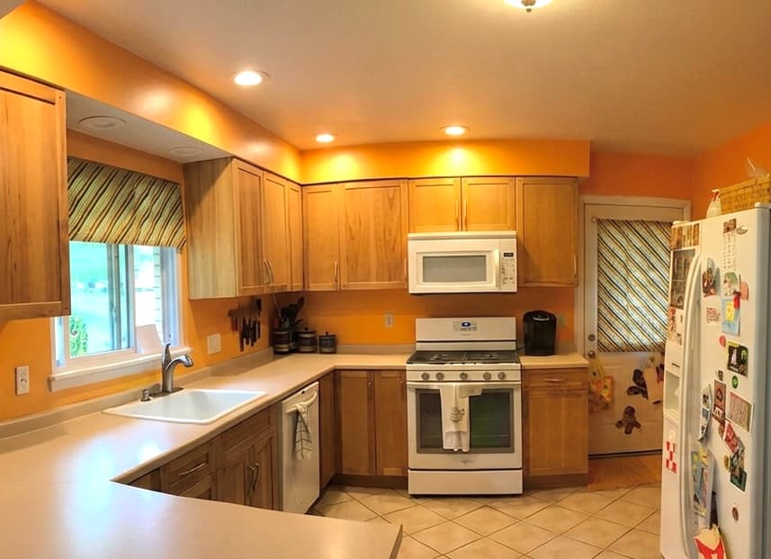 Kitchen before renovation — outdated layout, Edmonds WA