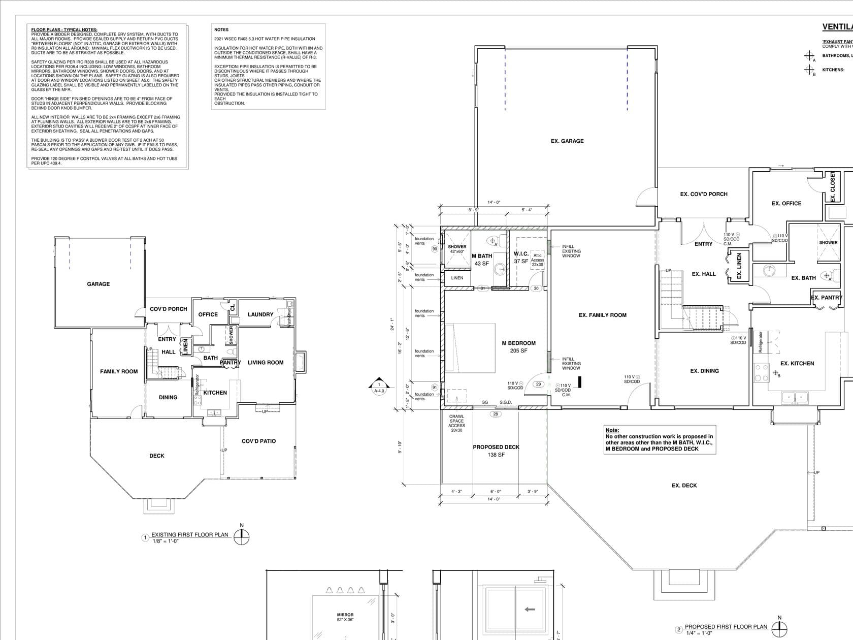 337 sq ft master suite addition floor plan Renton WA — bedroom bathroom walk-in closet deck