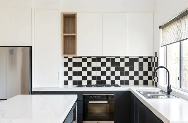 navy blue & oak kitchen