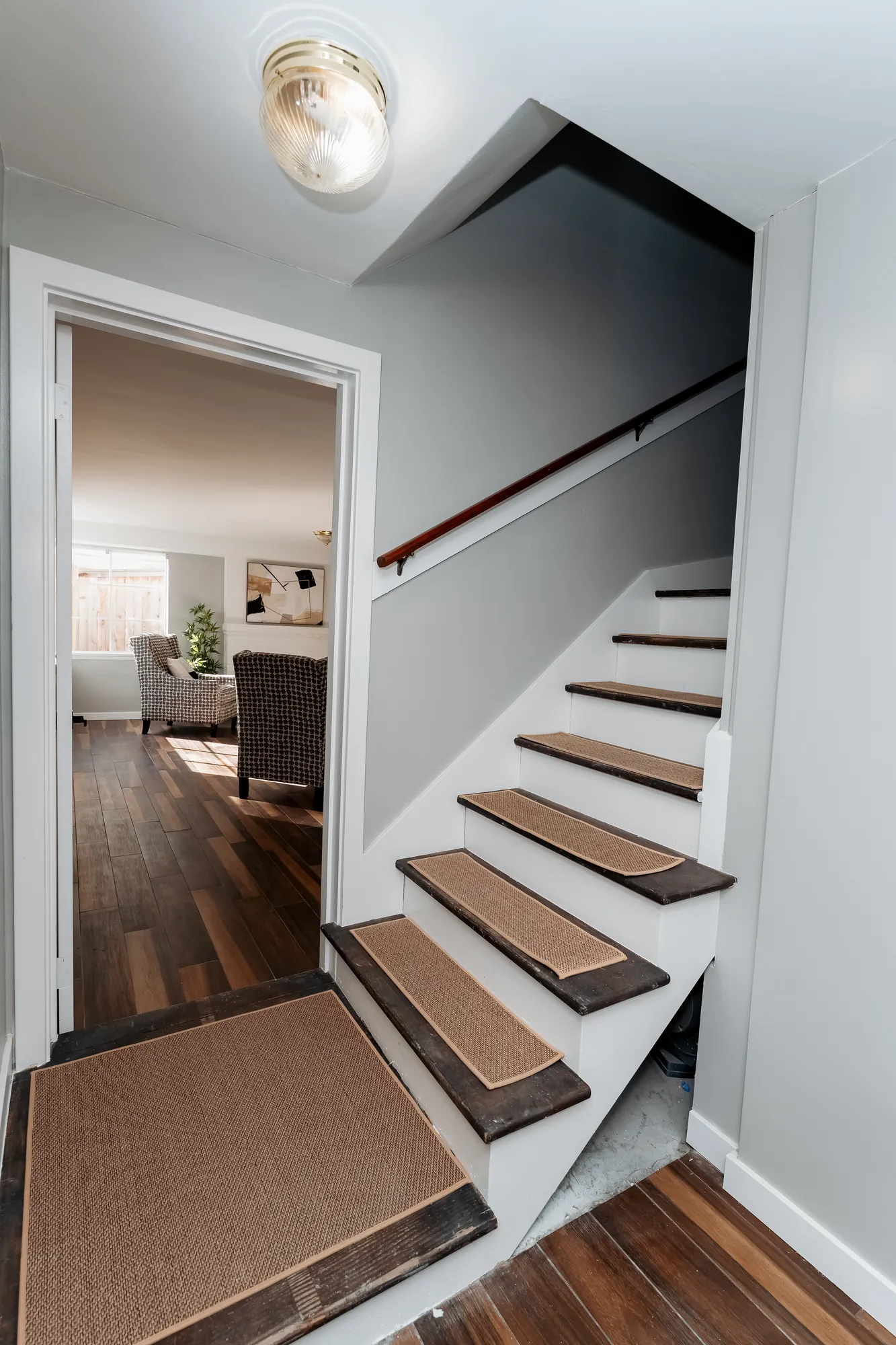 New staircase with runner connecting the home's levels